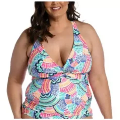 Women's La Blanca Plus Size Twist Tie Back Tankini Swimsuit