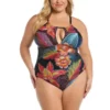 Women's La Blanca Plus High Neck Keywhole One-Piece Swimsuit