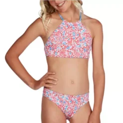 Girls' Billabong Ready For Fun High Neck Reversible Bikini Set Swimsuit