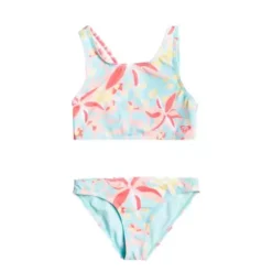 Girls' Roxy Holiday Flower Crop Top Bikini Set Swimsuit