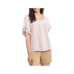 Women's Tribal Ruffle Sleeve Back Tie Blouse