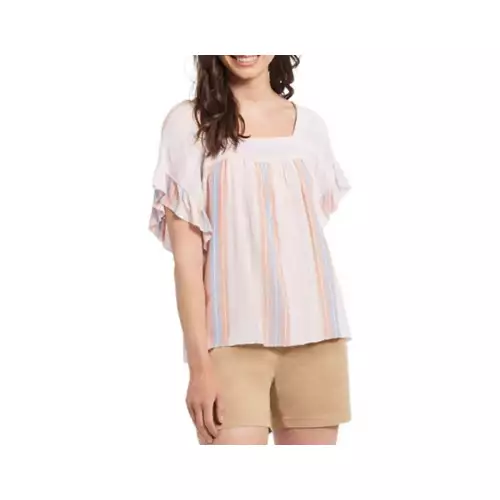 Women's Tribal Ruffle Sleeve Back Tie Blouse 1 Women's Tribal Ruffle Sleeve Back Tie Blouse