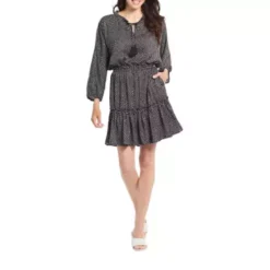 Women's Tribal Lined 3/4 Dolman Sleeve Dress